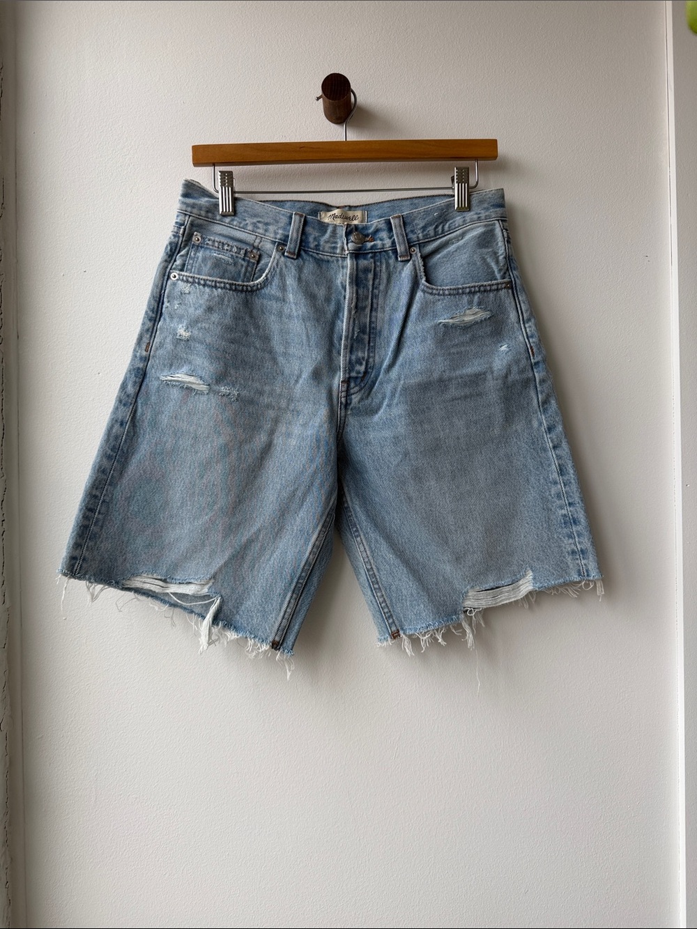 Madewell Light Blue Distressed Denim Shorts